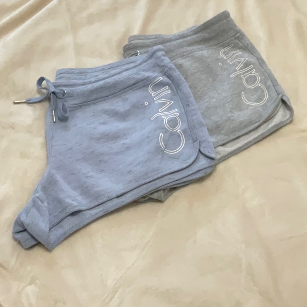 Calvin Klein Shorts, Set of 2, Large, gray and light blue heathered